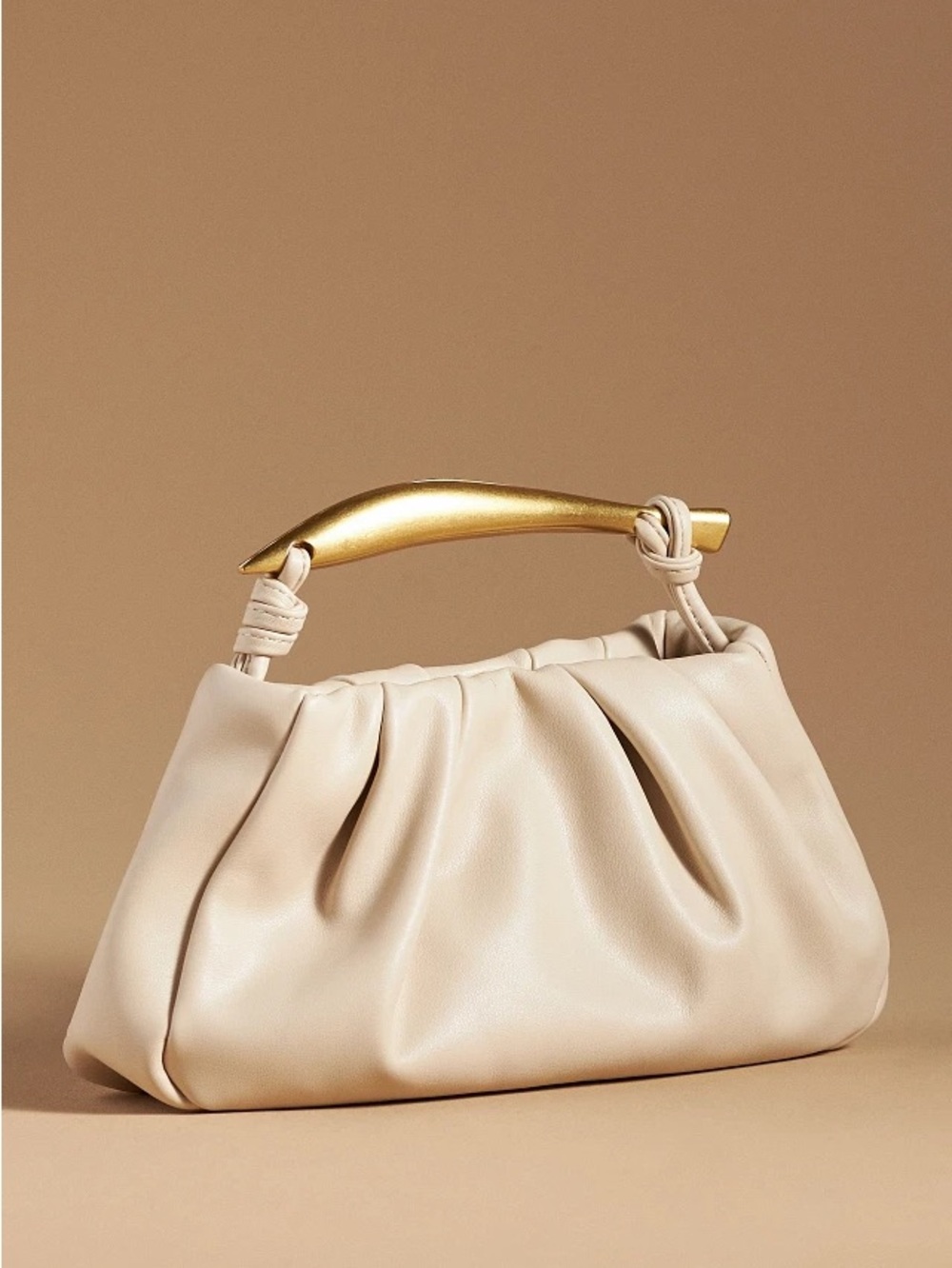 Anthropologie Elegant Cream Sardine Handle Bag